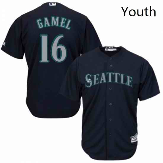 Youth Majestic Seattle Mariners 16 Ben Gamel Authentic Navy Blue Alternate 2 Cool Base MLB Jersey